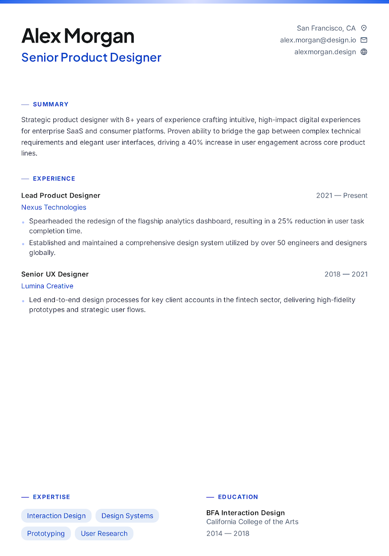 Ethereal Mesh Resume Layout